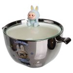 Бульйонниця порцелянова Labubu з кришкою і ручками 800 (мл) Ø15 (см) Сріблястий з блакитним FM-34D - Зображення 4