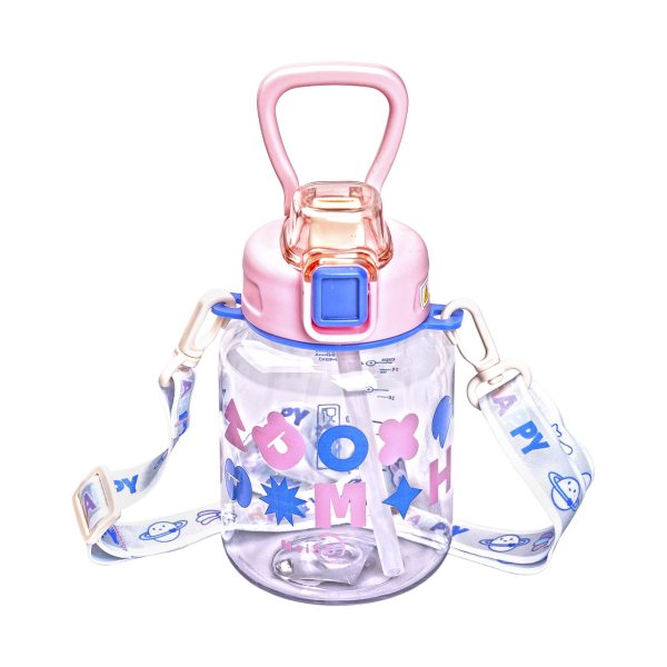 Дитяча пляшка для води Gucgres 650 мл на ремінці, рожева HP-14-43P