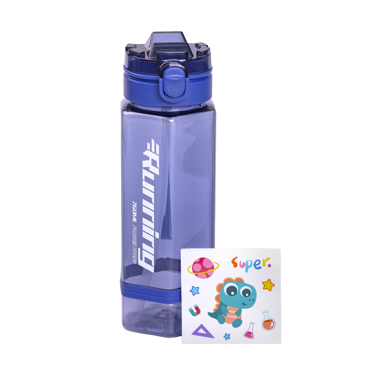 Пляшка для води 760 мл з трубочкою та наліпками синя HP-14-48BL - Зображення 1