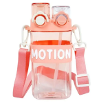 Пляшка для води з трубочкою 550 мл спортивна пластикова пляшка для тренувань Рожева HP-14-49P