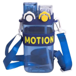 Пляшка для води з трубочкою 550 мл спортивна пластикова пляшка для тренувань Синя HP-14-49BL