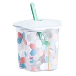 Чашка скляна 500 мл з ложкою та кришкою Блакитний HP7213BL