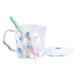 Чашка скляна 500 мл з ложкою та кришкою Блакитний HP7213BL - Зображення 2