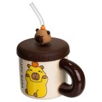 Кубок порцелянова з кришкою і трубочкою Капібара з апельсином 300 (мл) FM-27C - Зображення 3