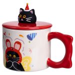 Кубок порцелянова з кришкою Kitten's Birthday 400 (мл) подарункова кружка прикольна чашка для дітей на подарунок Червоний FM-24D - Зображення 3