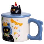 Кубок порцелянова з кришкою Kitten's Birthday 400 (мл) подарункова кружка прикольна чашка для дітей на подарунок Синій FM-24A - Зображення 2