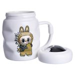 Чашка порцелянова з кришкою Labubu 400 (мл) Біла з коричневим FM-54B - Зображення 2