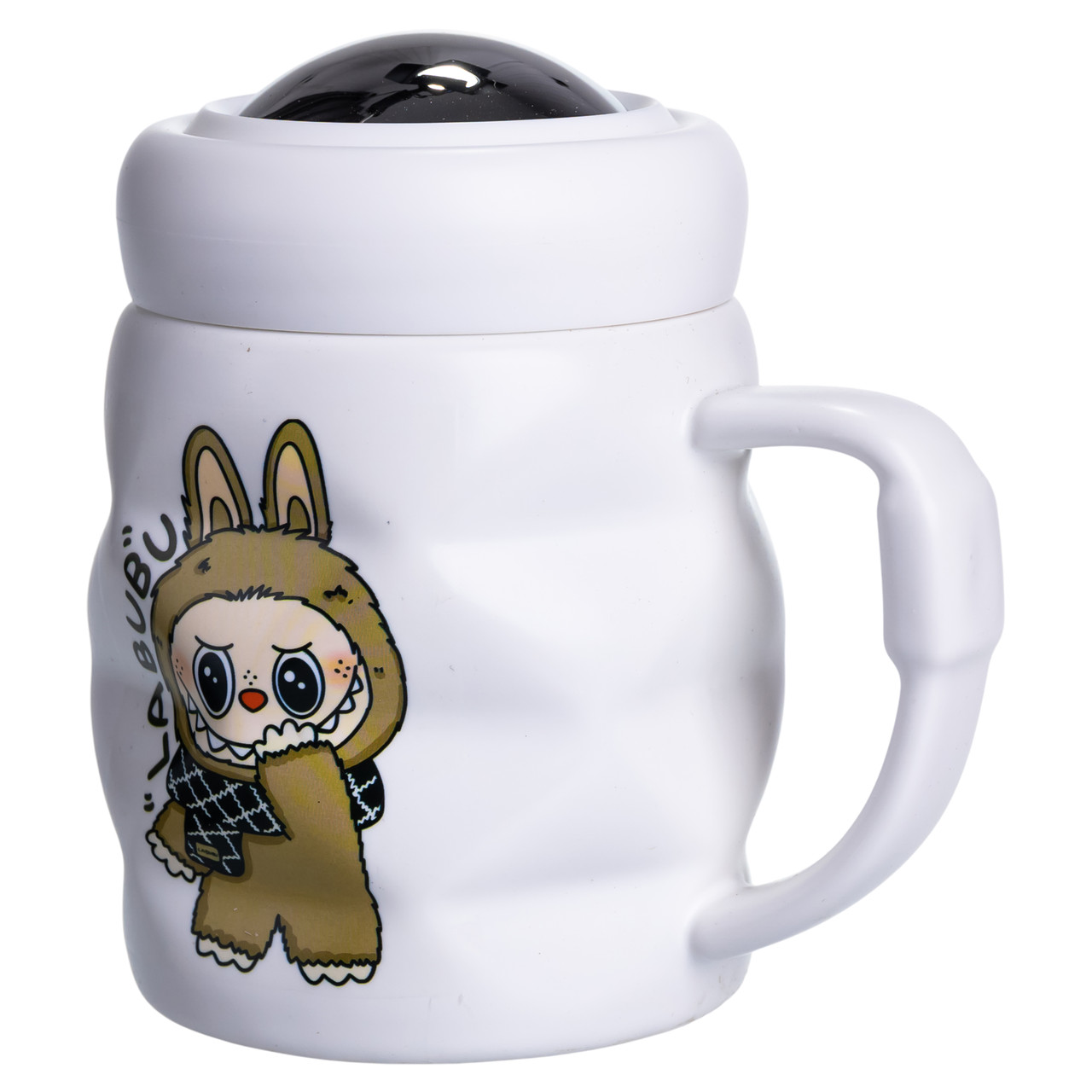 Чашка порцелянова з кришкою Labubu 400 (мл) Біла з коричневим FM-54B - Зображення 3