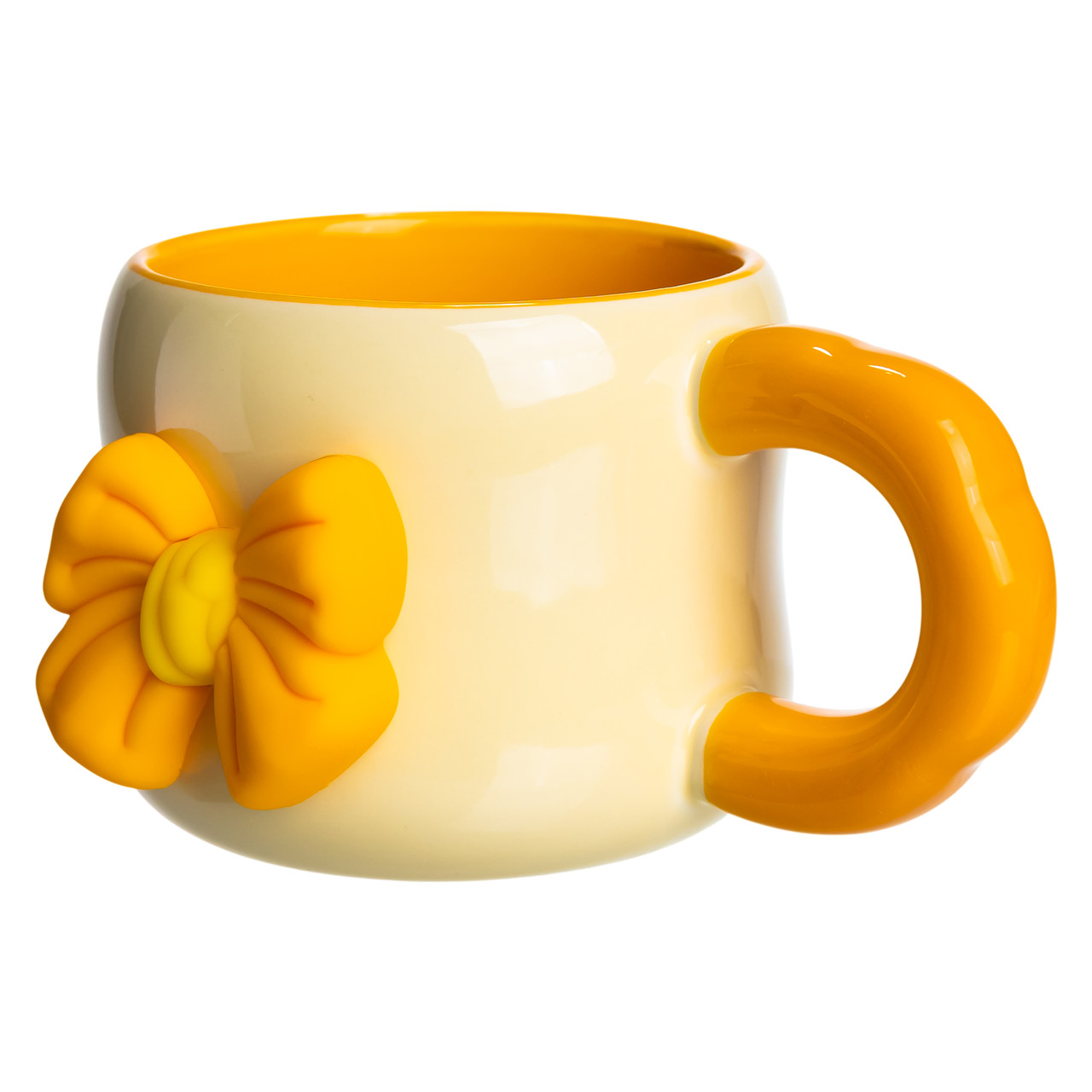 Кубок порцелянова з магнітом Бант 400 (мл) подарункова кружка прикольна чашка для дітей на подарунок Бежевий з жовтим FM-52A - Зображення 2