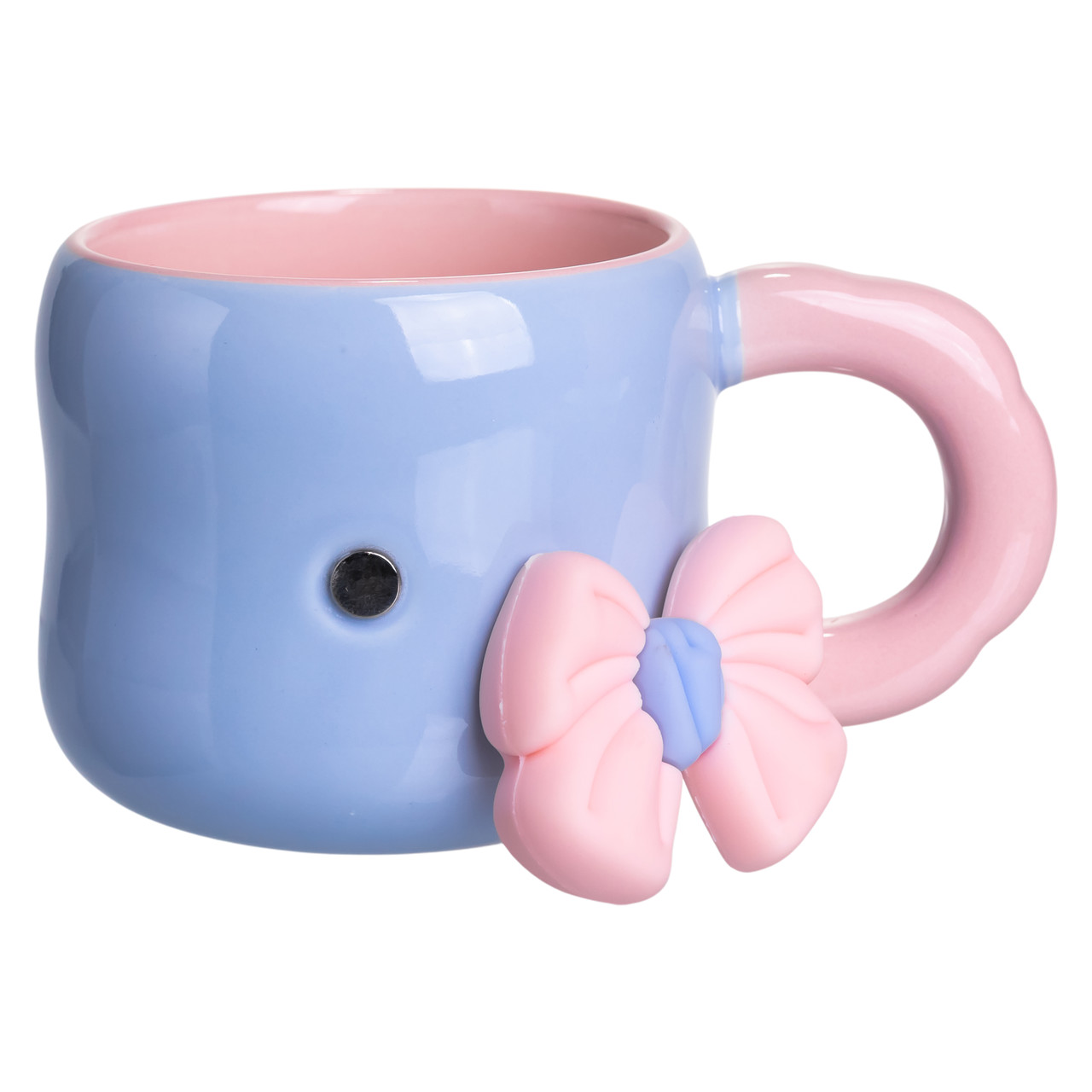 Кубок порцелянова з магнітом Бант 400 (мл) подарункова кружка прикольна чашка для дітей на подарунок Блакитний з рожевим FM-52D - Зображення 3