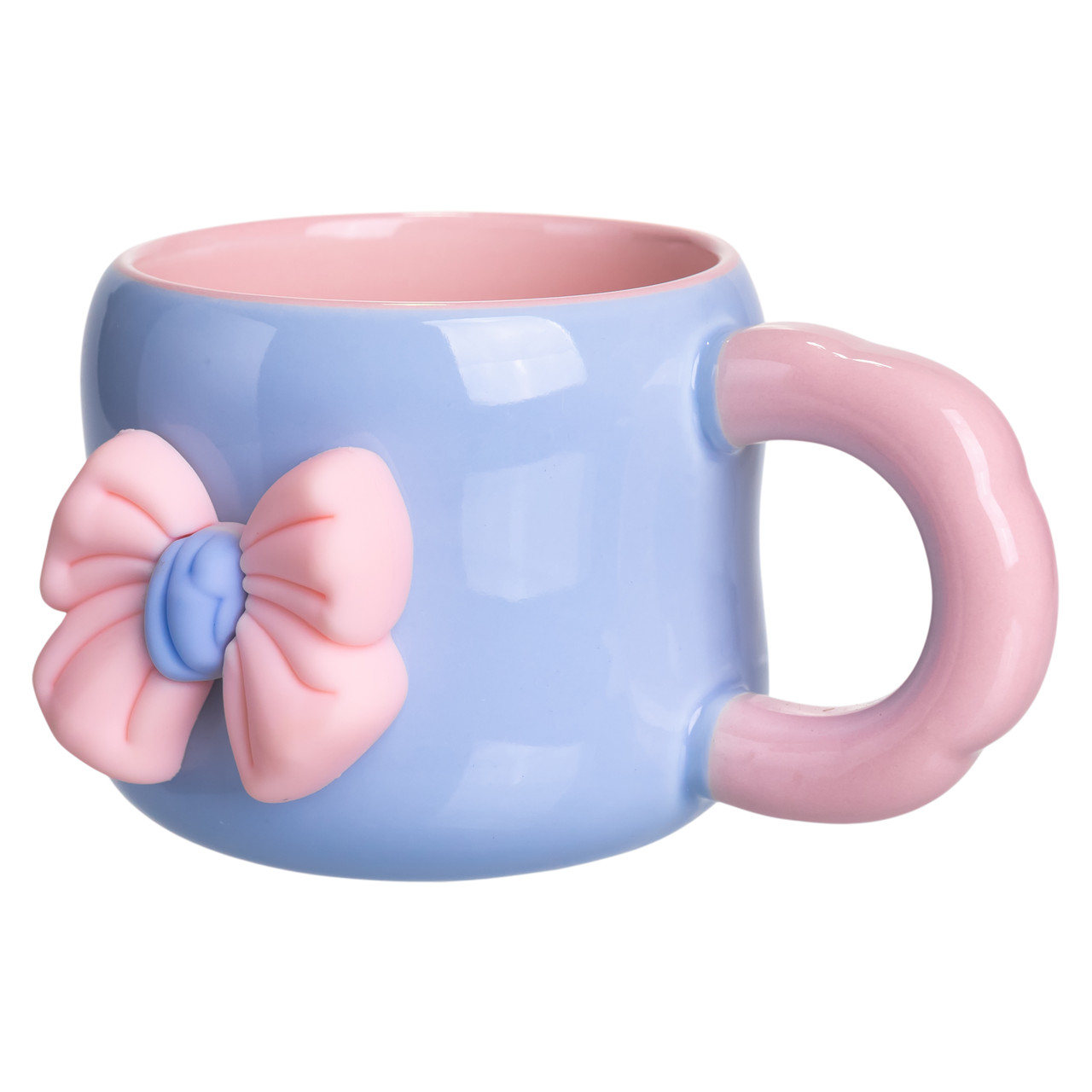 Кубок порцелянова з магнітом Бант 400 (мл) подарункова кружка прикольна чашка для дітей на подарунок Блакитний з рожевим FM-52D - Зображення 4