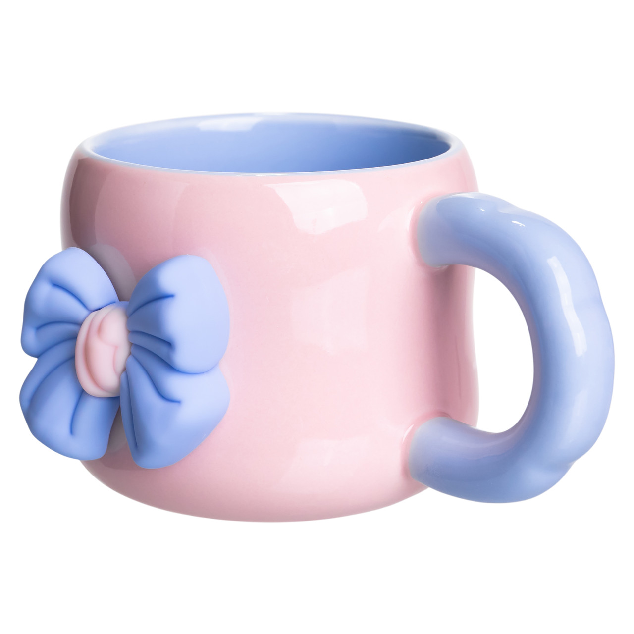 Кубок порцелянова з магнітом Бант 400 (мл) подарункова кружка прикольна чашка для дітей на подарунок Рожевий з блакитним FM-52C - Зображення 2