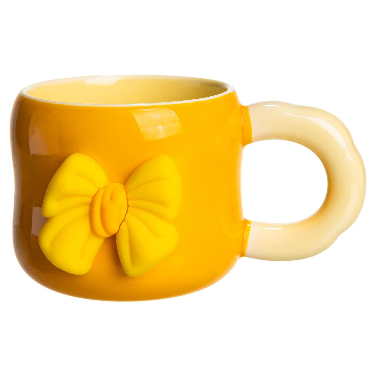 Кубок порцелянова з магнітом Бант 400 (мл) подарункова кружка прикольна чашка для дітей на подарунок Жовтий з бежевим FM-52B - Зображення 3