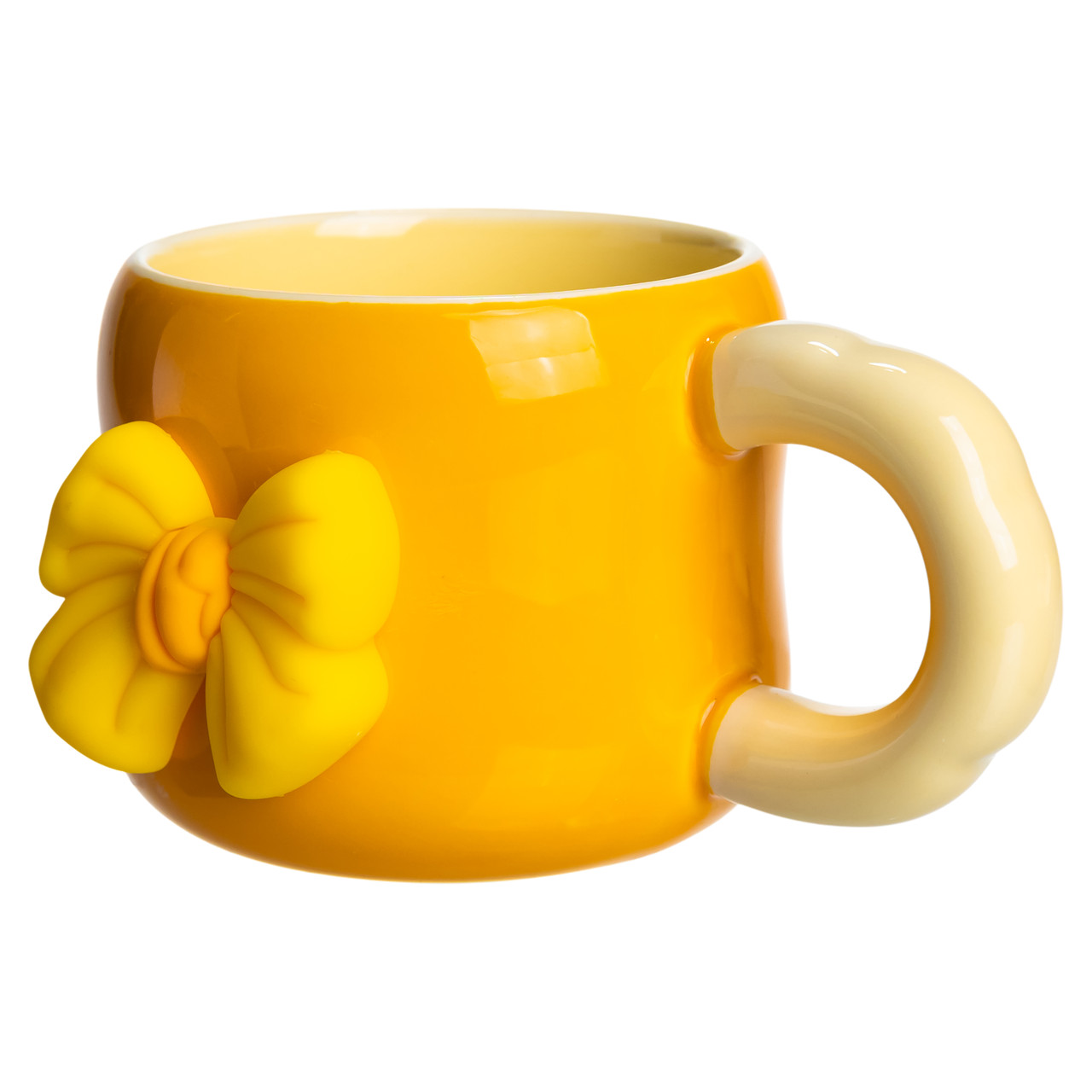 Кубок порцелянова з магнітом Бант 400 (мл) подарункова кружка прикольна чашка для дітей на подарунок Жовтий з бежевим FM-52B - Зображення 4