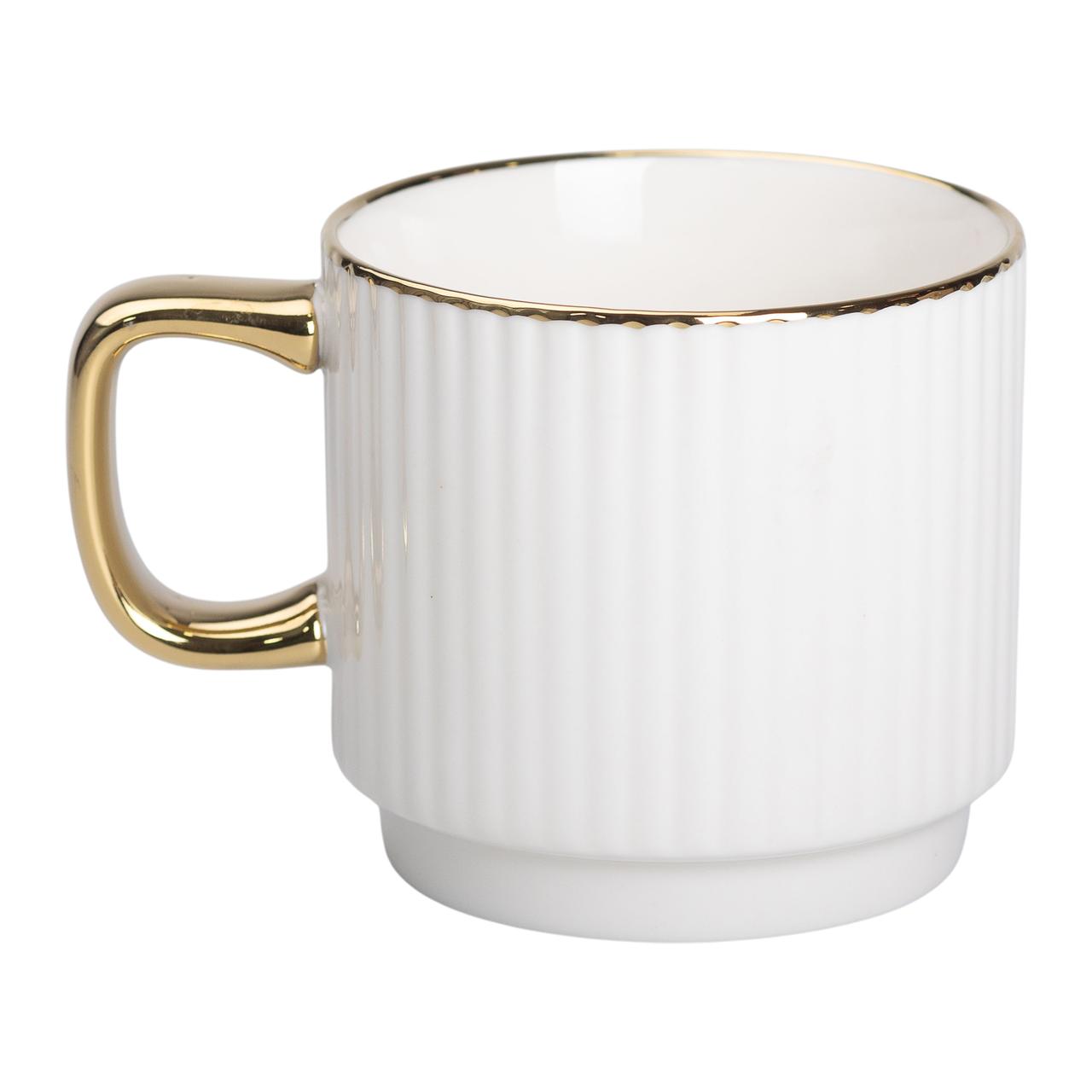 chashka_keramicheskaya_s_zolotym_obodkom_i_zolotoy_ruchkoy_300_ml_belaya Чашка порцелянова із золотим обідком і золотою ручкою 300 (мл) Біла RX-N231129W - Зображення 1