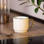 Чашка порцелянова із золотим обідком і золотою ручкою 300 (мл) Біла RX-N231129W - Зображення 4