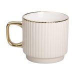 Чашка порцелянова із золотим обідком і золотою ручкою 300 (мл) Бежева RX-N231129BE