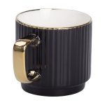 Чашка порцелянова із золотим обідком та золотою ручкою 300 (мл) Чорна RX-N231129B - Зображення 2