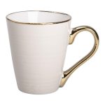 Чашка порцелянова із золотим обідком та позолоченою ручкою 320 (мл) Бежева RX-N240624BE