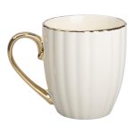 Чашка порцелянова із золотим обідком і золотою ручкою 420 (мл) Бежева RX-N240629BE