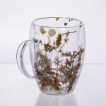 Чашка скляна з подвійними стінками, склянка з термостійкого скла з декором жовтих сухоцвітів 350 мл 64486-43 - Зображення 4