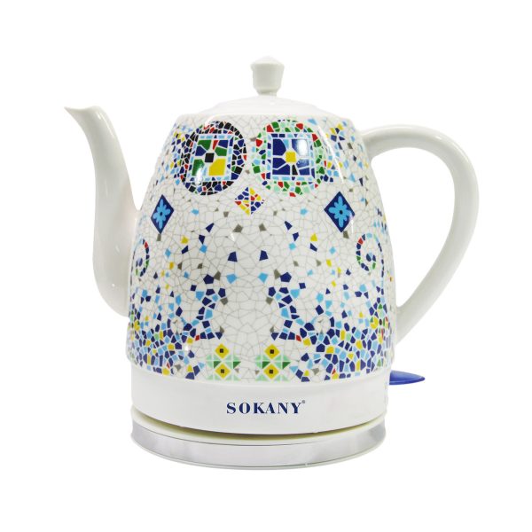 Безшумний електричний чайник Sokany SK-09008, 1,5 літра, білий