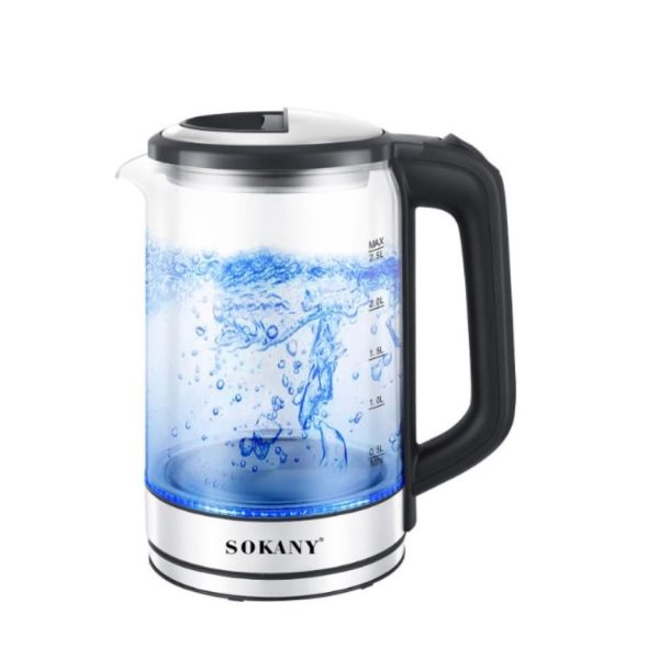 Електричний чайник Sokany SK-09013, 2.5 літра, прозорий