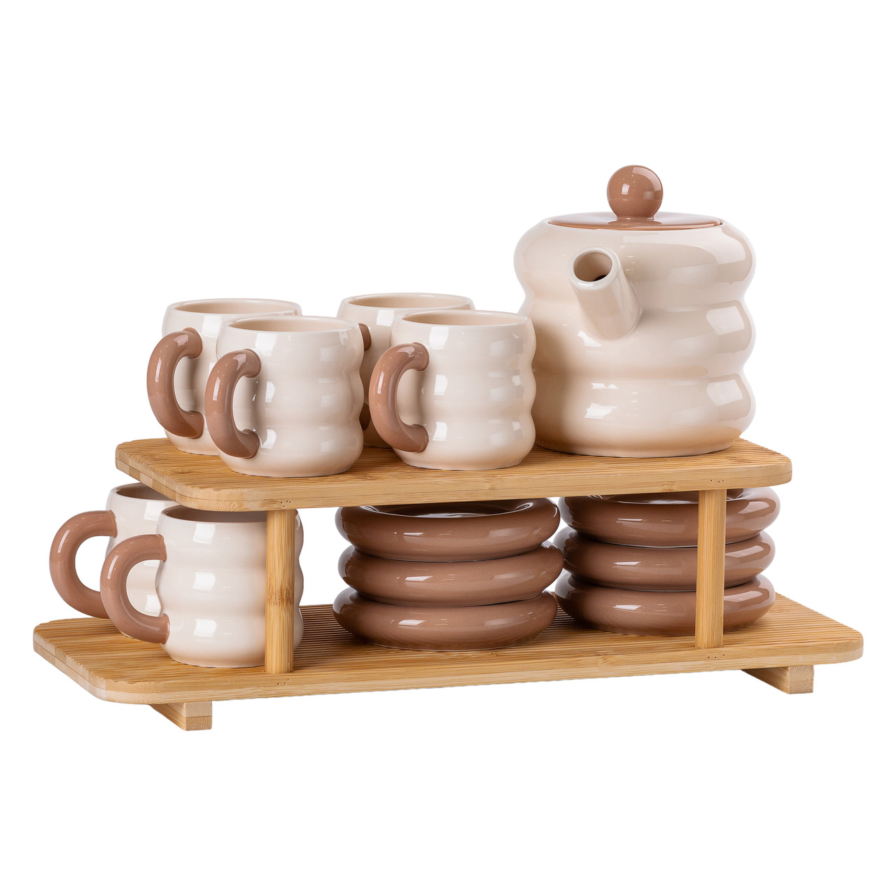 Чайний сервіз на 6 персон з 2-ярусною бамбуковою підставкою HP-15-20 - Зображення 1