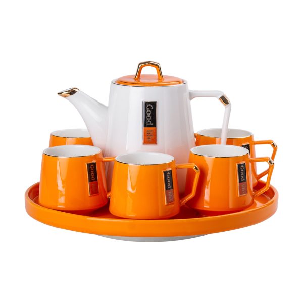Чайний сервіз на 6 персон із порцеляновою підставкою Orange HP-15-27