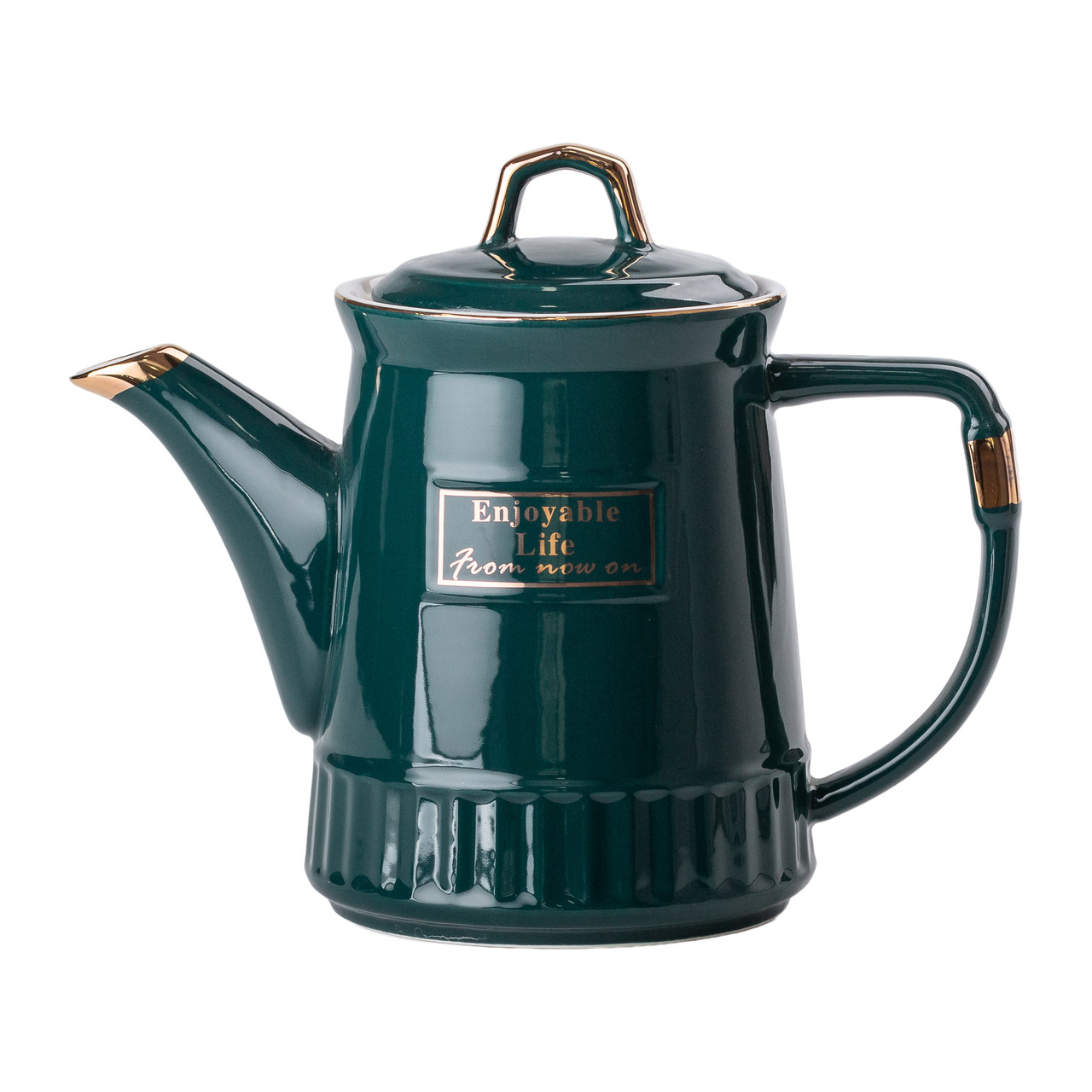 Чайний набір на 6 персон із заварювальним чайником та порцелянаовою підставкою Зелений HP-15-6 - Зображення 2