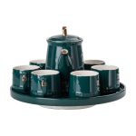 Чайний набір на 6 персон із заварювальним чайником та порцелянаовою підставкою Зелений HP-15-6 - Зображення 6