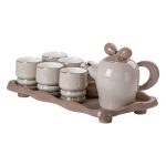 Чайний набір на 6 персон із порцелянаовою підставкою, сірий HP-15-28 - Зображення 5