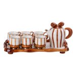 Чайний набір на 6 персон із порцелянаовою підставкою, шоколад HP-15-29 - Зображення 7