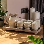 Чайний набір на 6 персон із порцелянаовою підставкою, сірий HP-15-28 - Зображення 8