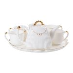 Чайний набір на 6 персон, із заварювальним чайником і підставкою, білий HP-15-4 - Зображення 7