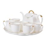 Чайний набір на 6 персон, із заварювальним чайником і підставкою, білий HP-15-4 - Зображення 8