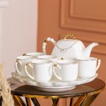 Чайний набір на 6 персон, із заварювальним чайником і підставкою, білий HP-15-4 - Зображення 9