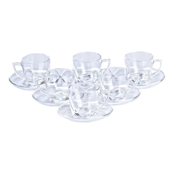 Набір прозорих чашок з блюдцями на 6 персон, 200 мл, HP572