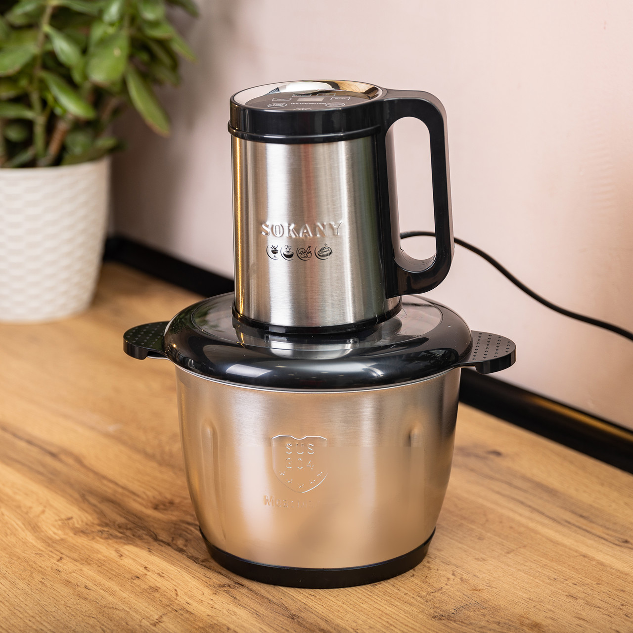 Чопер подрібнювач 800 Вт 4 леза з чашею на 2,5 літри м'ясорубка Sokany SK-06026 - Зображення 9