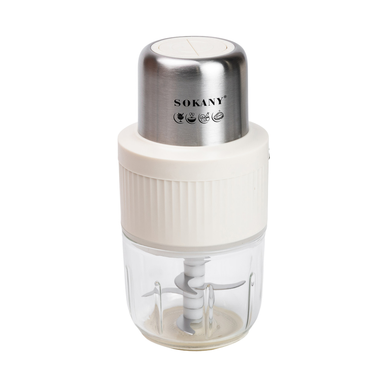 Чопер подрібнювач Sokany SKYM7032W 2в1 з чашами 0.5 і 1.5 л 800 Вт Білий - Зображення 4