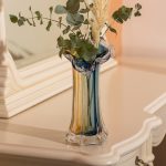 Декоративна скляна ваза для квітів 29 см фігурна ваза 500 мл Жовто-синя HP-9-4 - Зображення 4