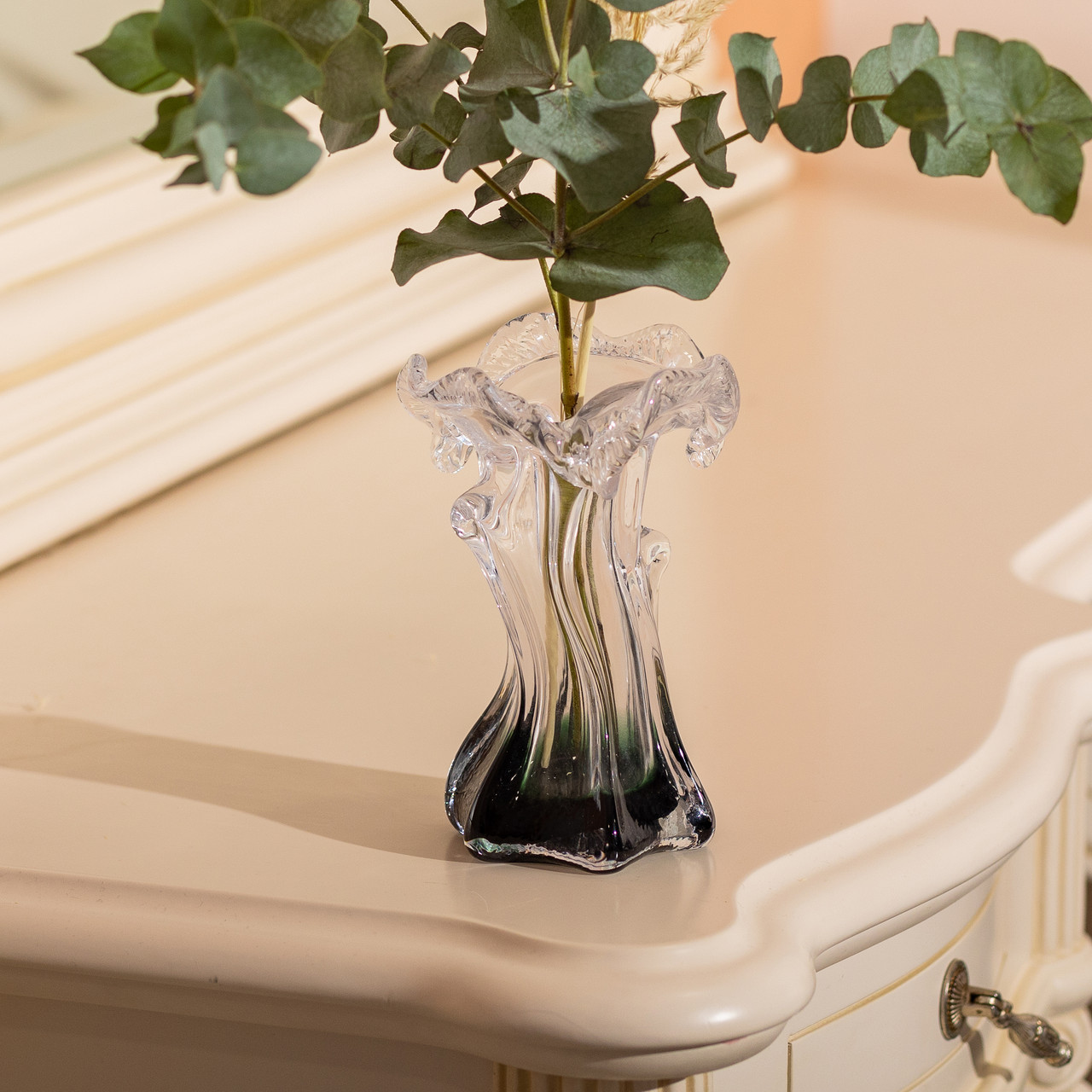 Декоративна скляна ваза для квітів 15.5 см фігурна ваза 100 мл Зелена HP-9-3 - Зображення 4