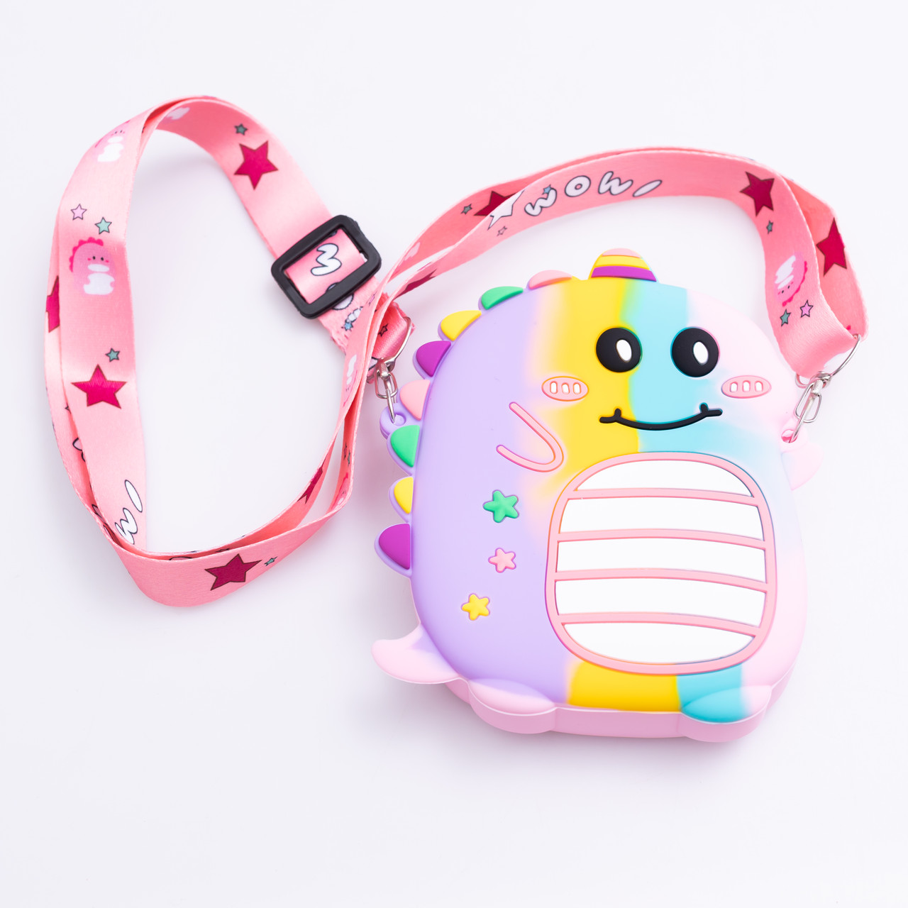 Дитяча силіконова сумка Динозавр 12×11×3 (см) через плече Фіолетовий HP-55-4V - Зображення 1