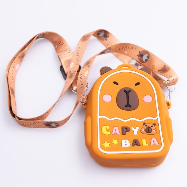 Дитяча силіконова сумка Капібара 12×10×3 см через плече, Коричнева, HP-55-2BR