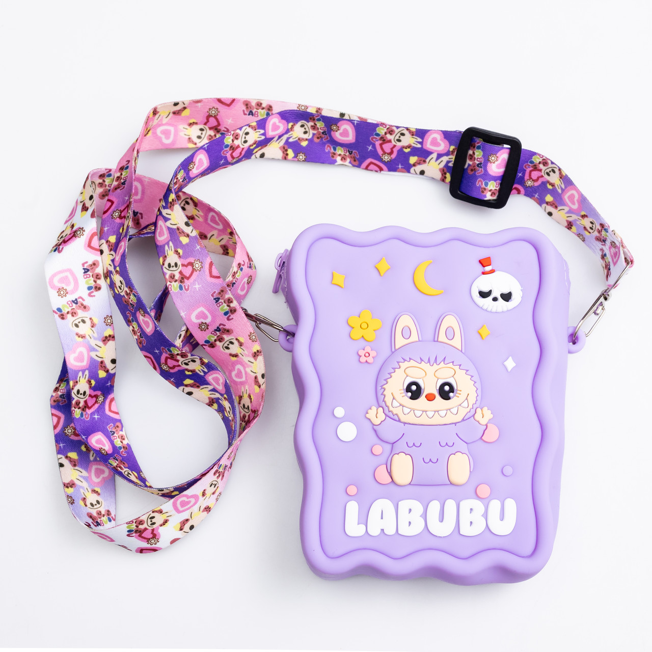 Дитяча силіконова сумка Лабубу 12.5×9×3.5 (см) через плече Фіолетова HP-55-7V - Зображення 1