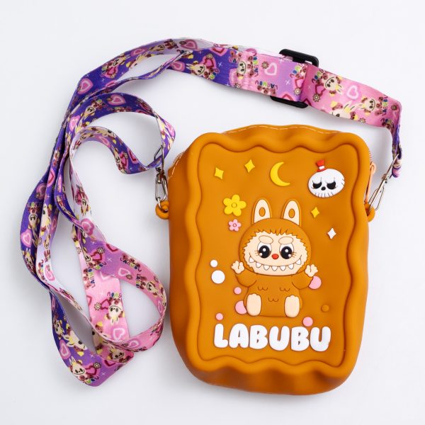 Дитяча силіконова сумка Лабубу 12.5×9×3.5 (см) через плече Коричневий HP-55-7BR