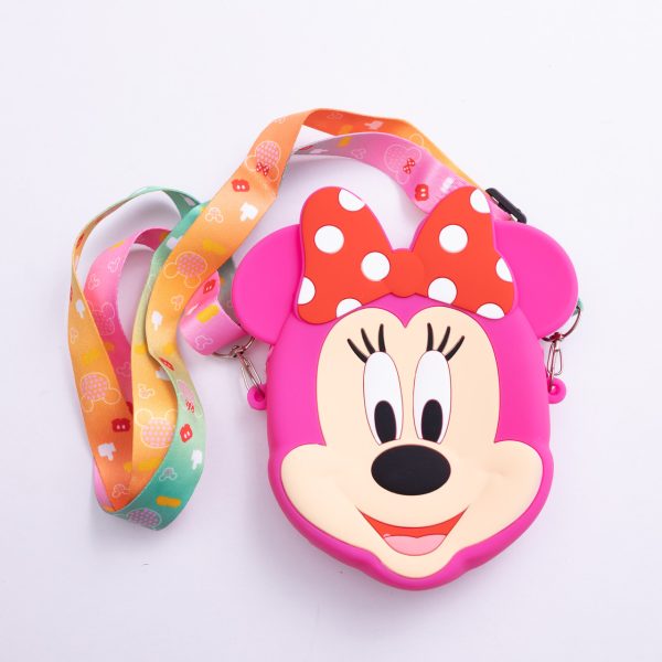Дитяча силіконова сумка Мінні Маус 15×13×3 см через плече, Малинова HP-55-9PP