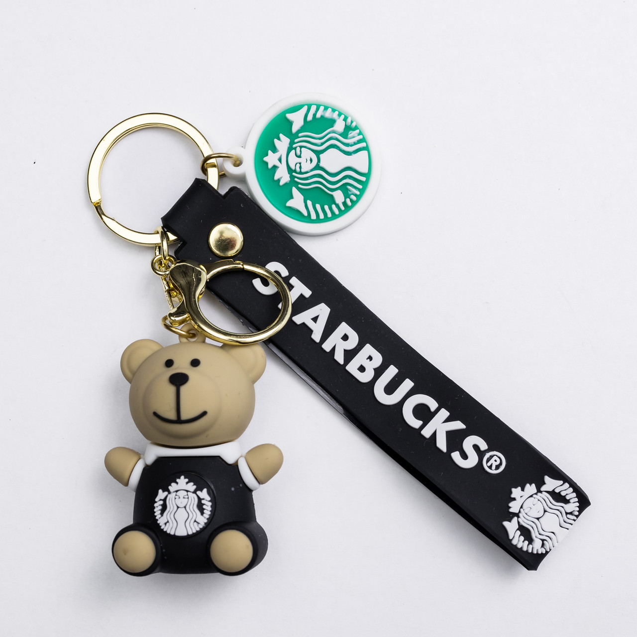 Дитячий брелок Ведмедик Старбакс 3,5×4,5 (см) для ключів, на сумку та рюкзак Чорний HP-55-26BB - Зображення 1