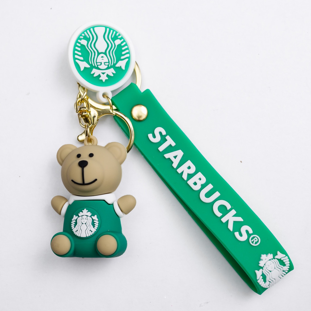 Дитячий брелок Ведмедик Старбакс 3,5×4,5 (см) для ключів, на сумку та рюкзак Зелений HP-55-26BGR - Зображення 1