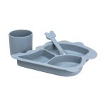 Дитячий набір силіконового посуду чашка/тарілка з трьома секціями/ложка Синій HP34545BL - Зображення 4